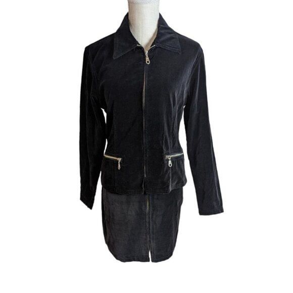 💖 Host Pick 💖 🎉🎉 VTG 90s Black Velvet Jacket & Mini Skirt Set - Picture 2 of 11